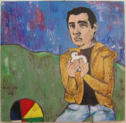 acrylic, latex and oil stick on panel